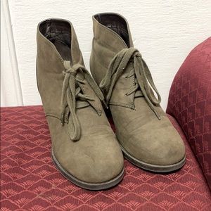 Green booties with laces